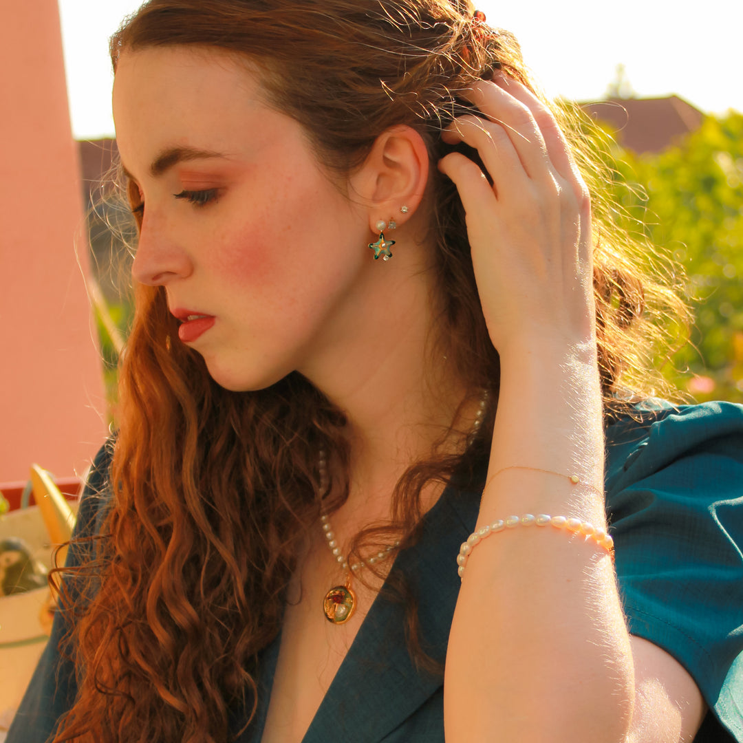 Starfish Shell Pearl Earrings