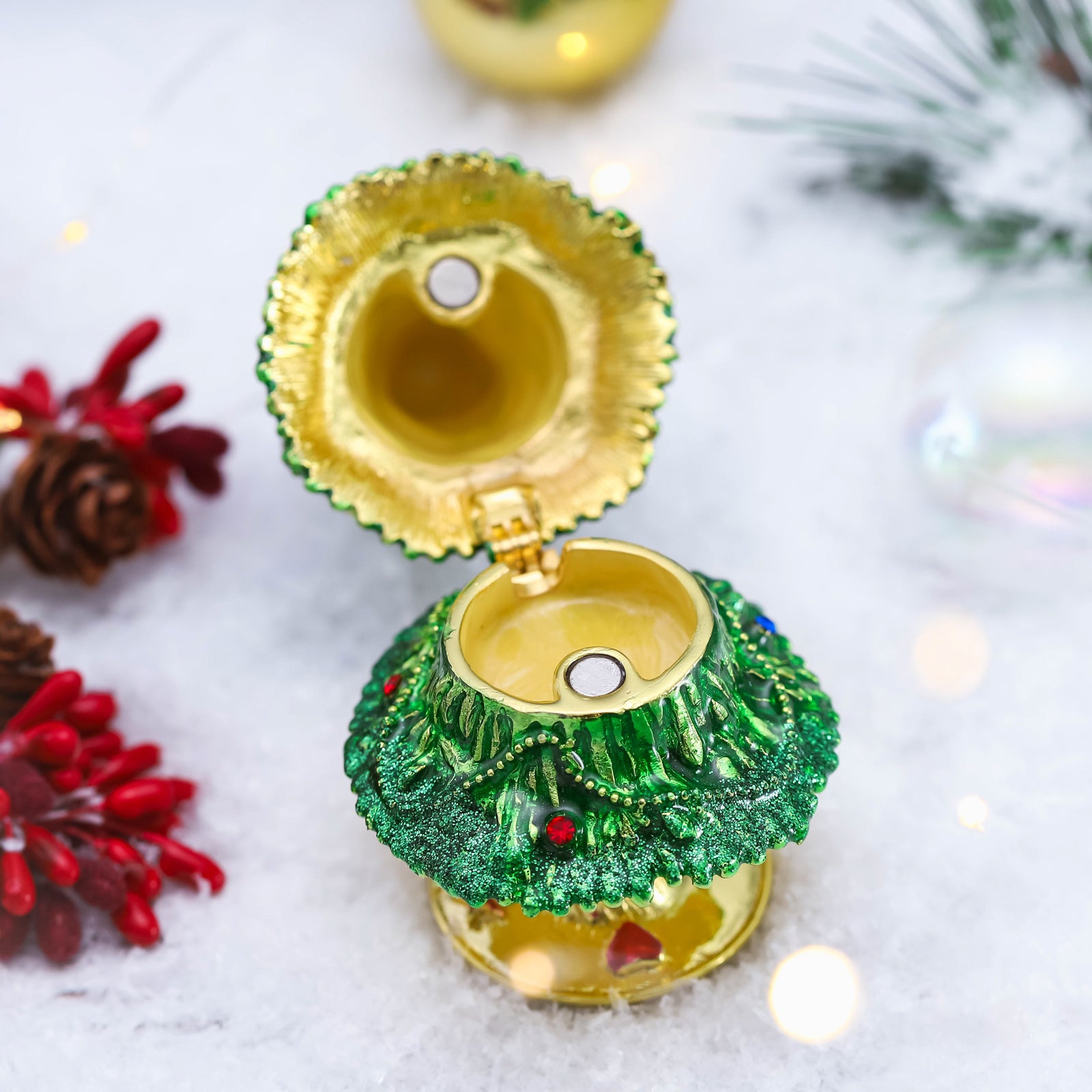 Christmas Tree Diamond Jeweled Trinket Box