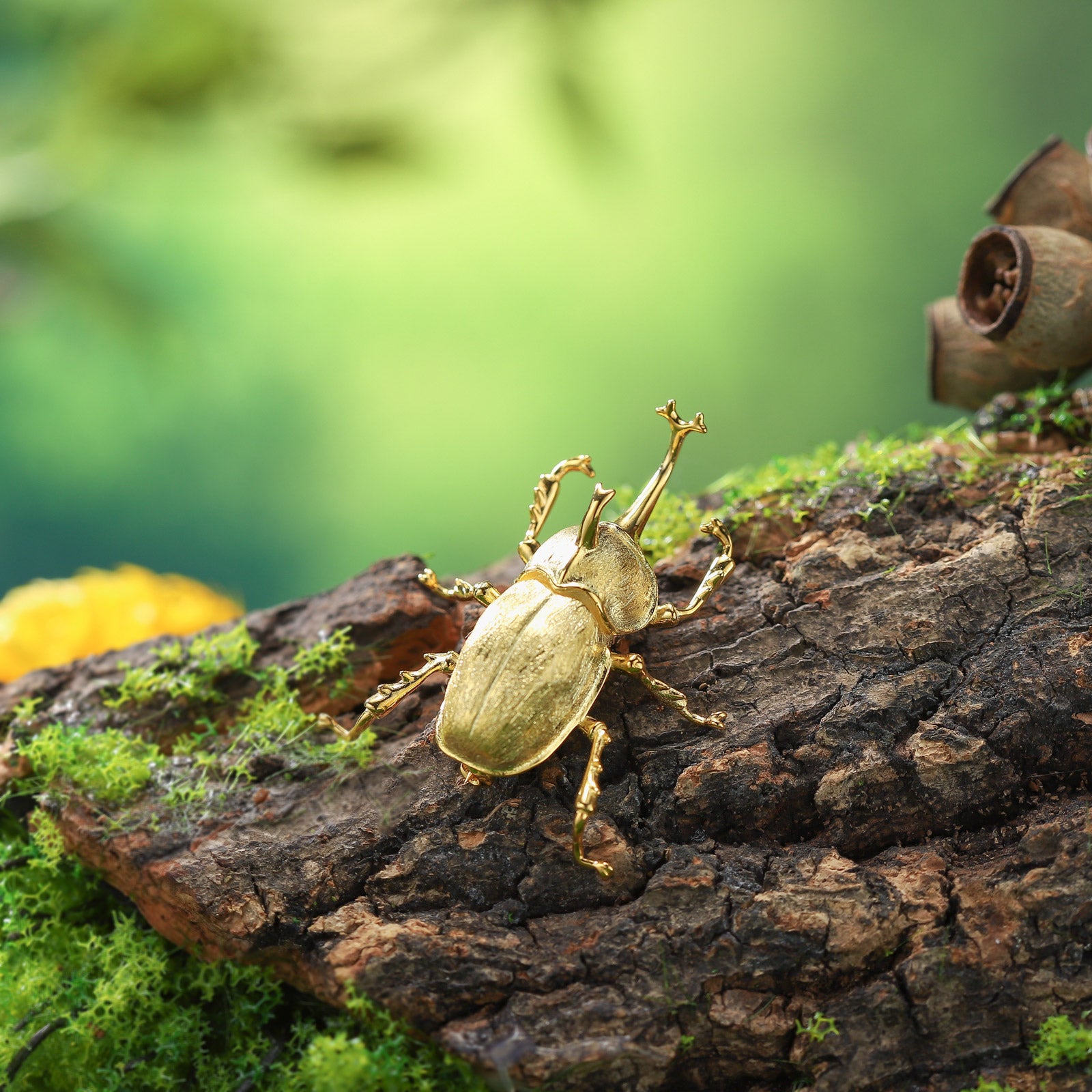 Rutilated Beetle Brooch & Earrings main image 1