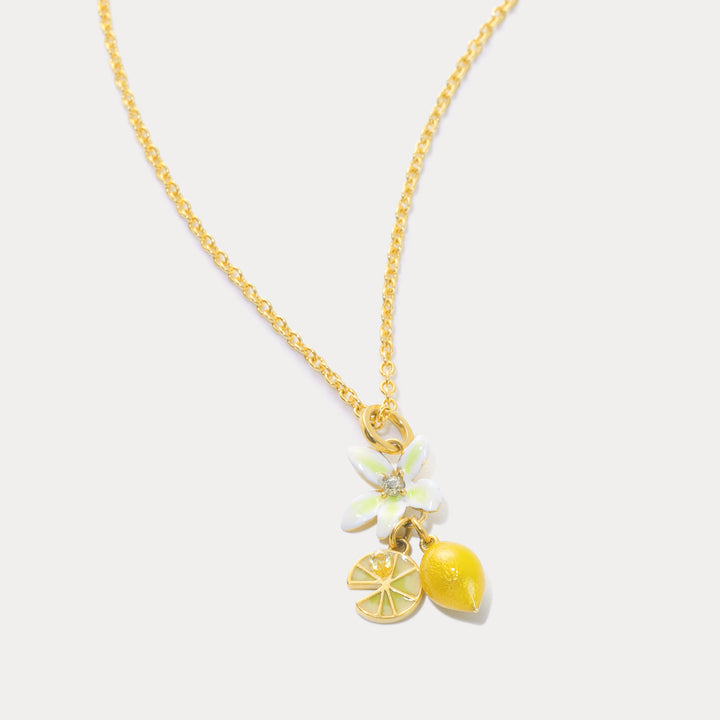 Flower Lemon Pendant Necklace