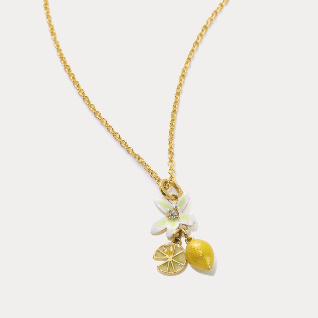 Flower Lemon Pendant Necklace