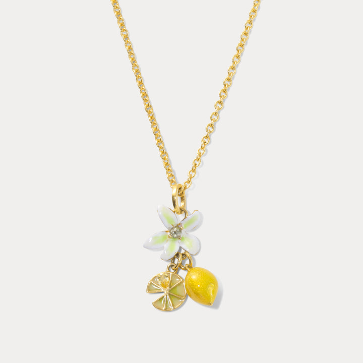 Flower Lemon Pendant Necklace