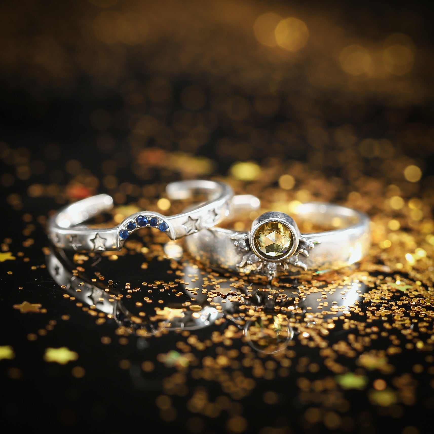 Silver Celestial Trilogy Adjustable Ring