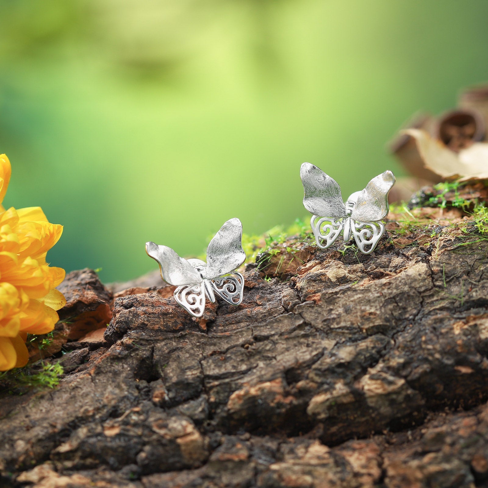 Hollow Butterfly Sterling Silver Earrings
