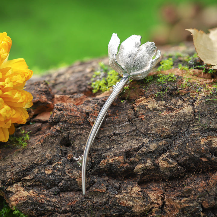 Selenichast Tulip Silver Brooch for Women