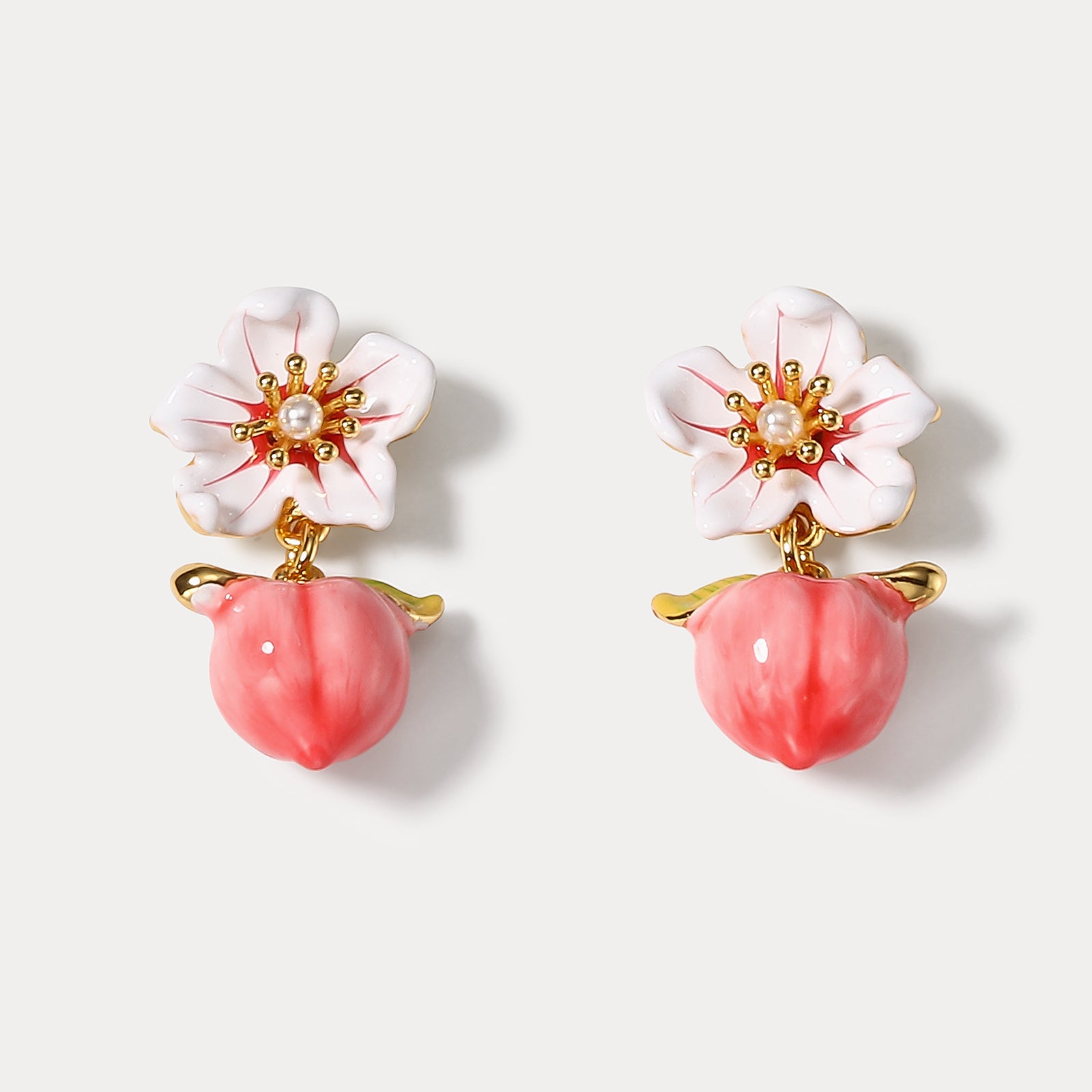 Selenichast Peach Floral Earrings