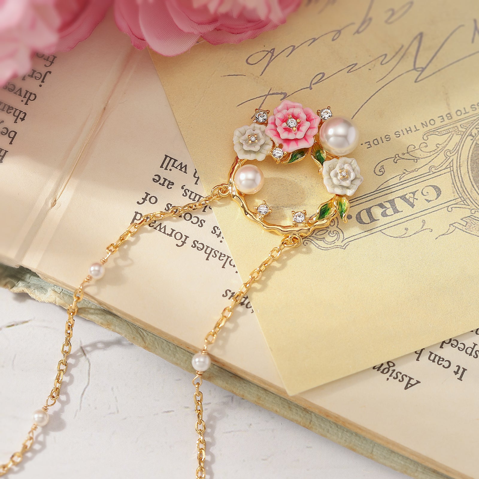 Wild Rose Garland Gold Chain Necklace