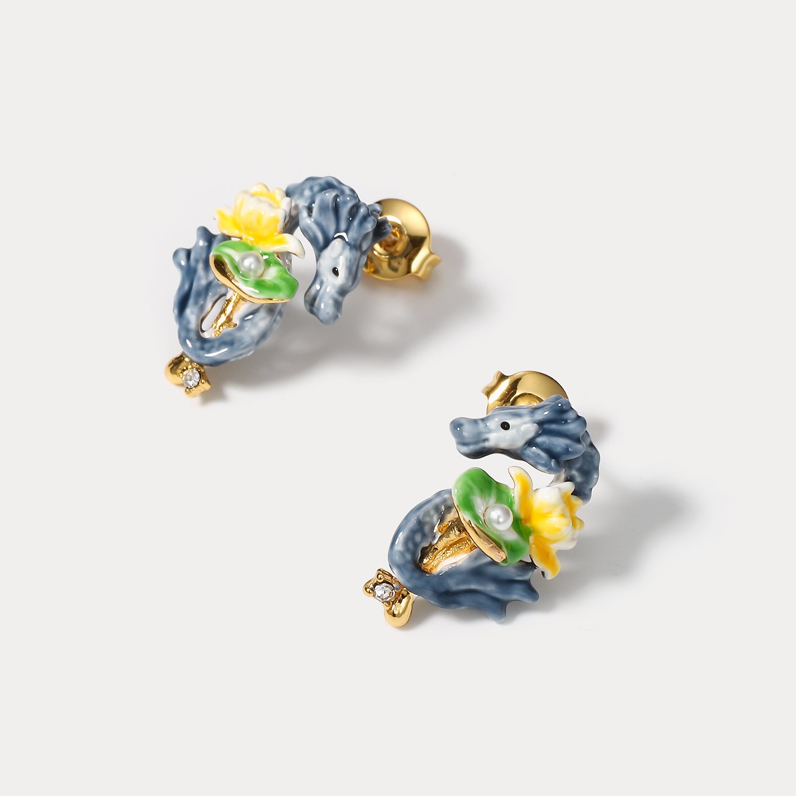 Dragon Lotus Dangle Earrings