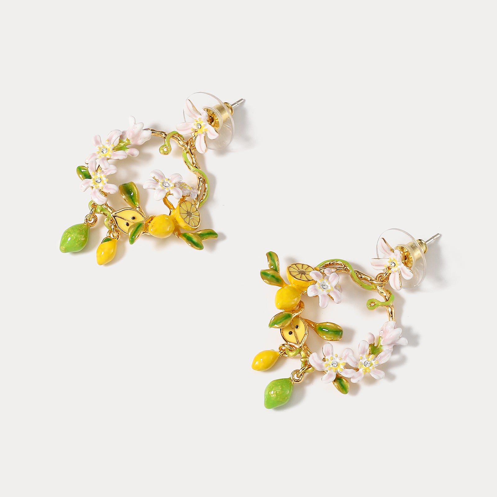 Lemon Garland Floral Dangle Earrings