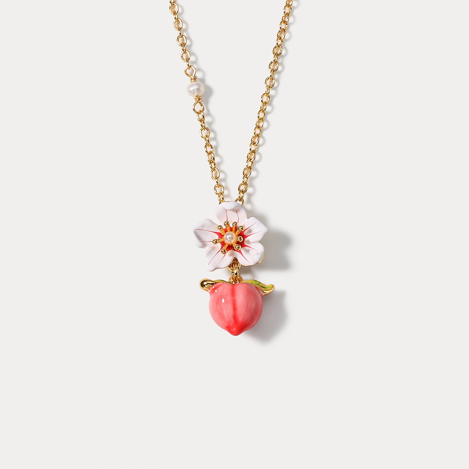 Selenichast Peach Floral Necklace