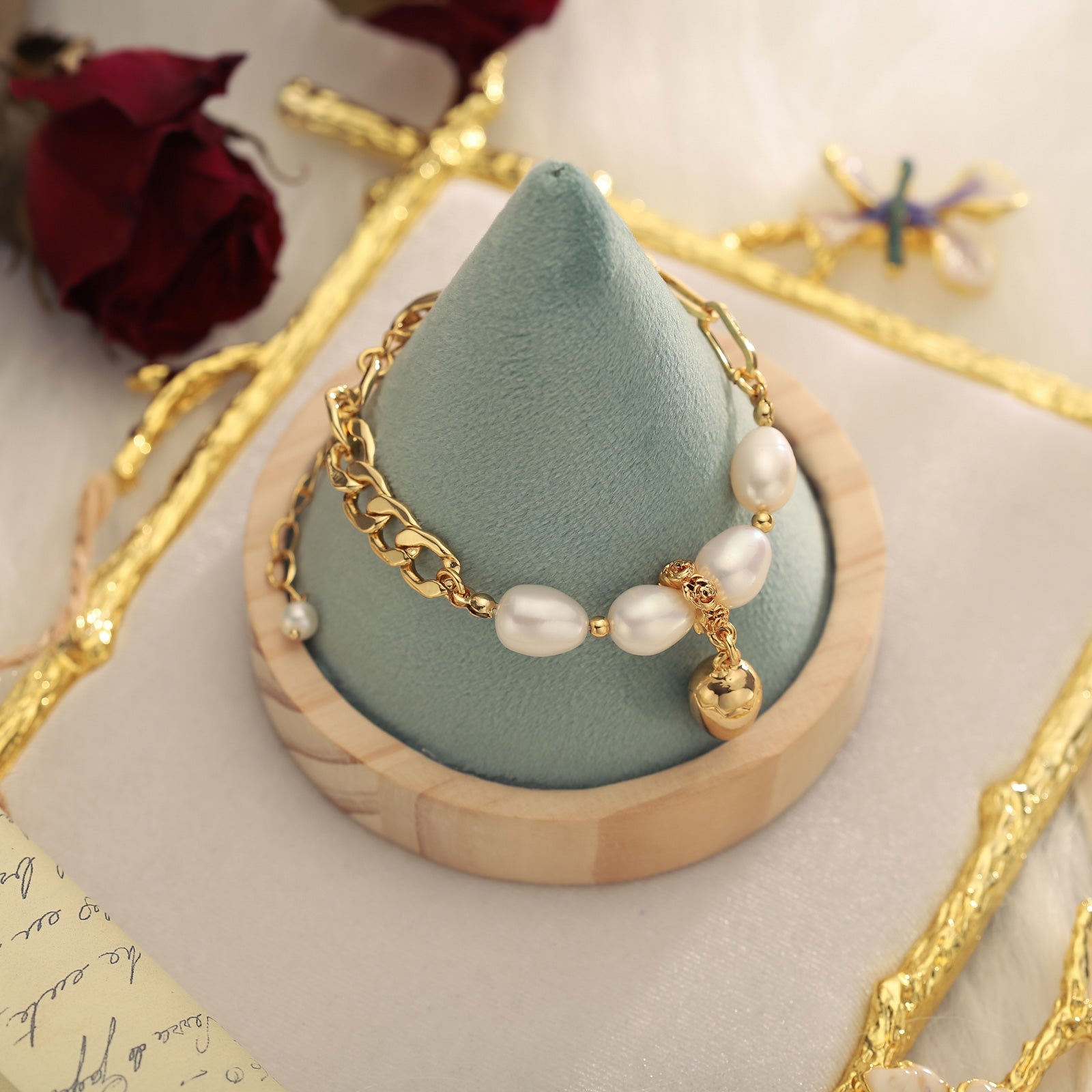  Baroque Pearl Chain Bracelet