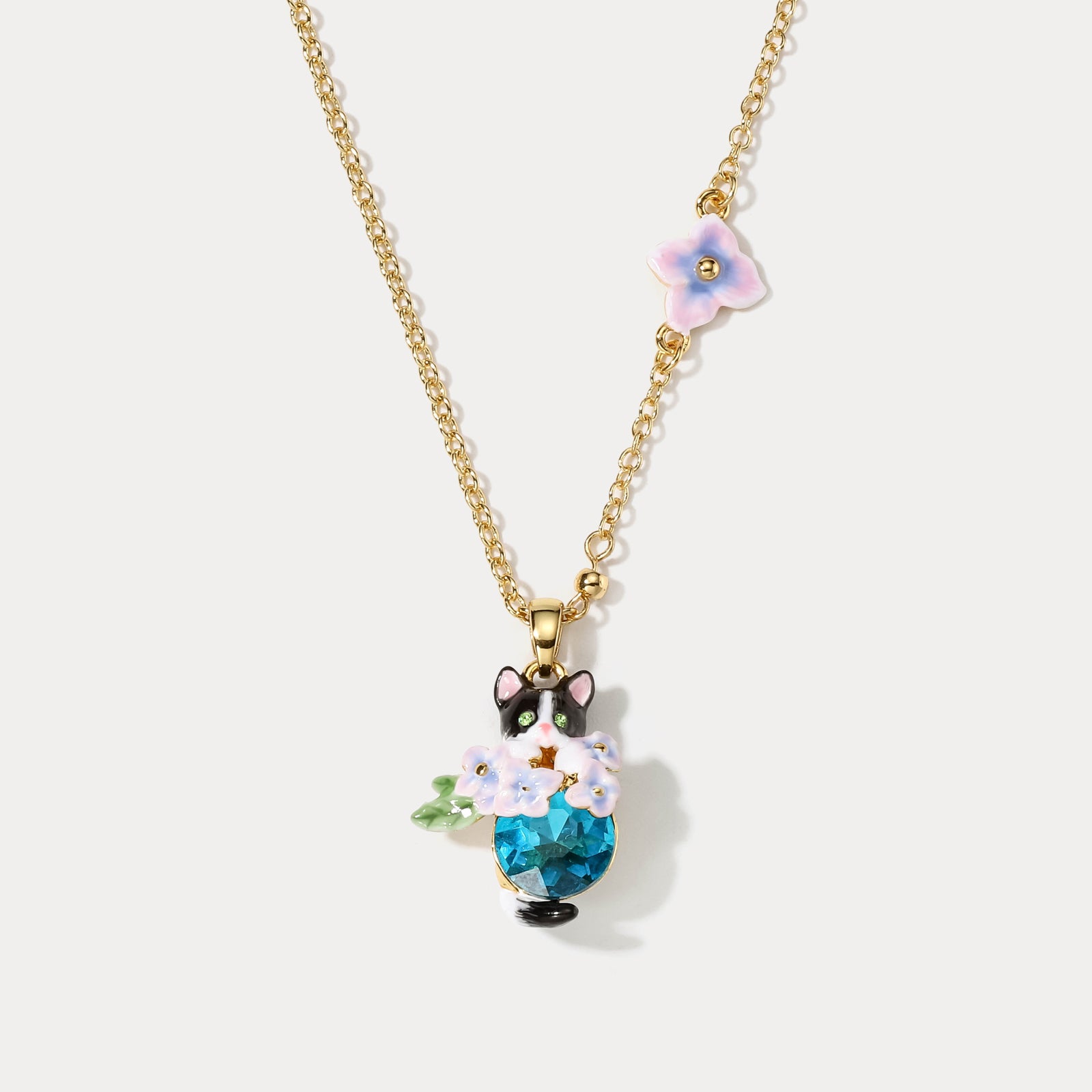 Selenichast Kitten Sapphire Bloom Necklace