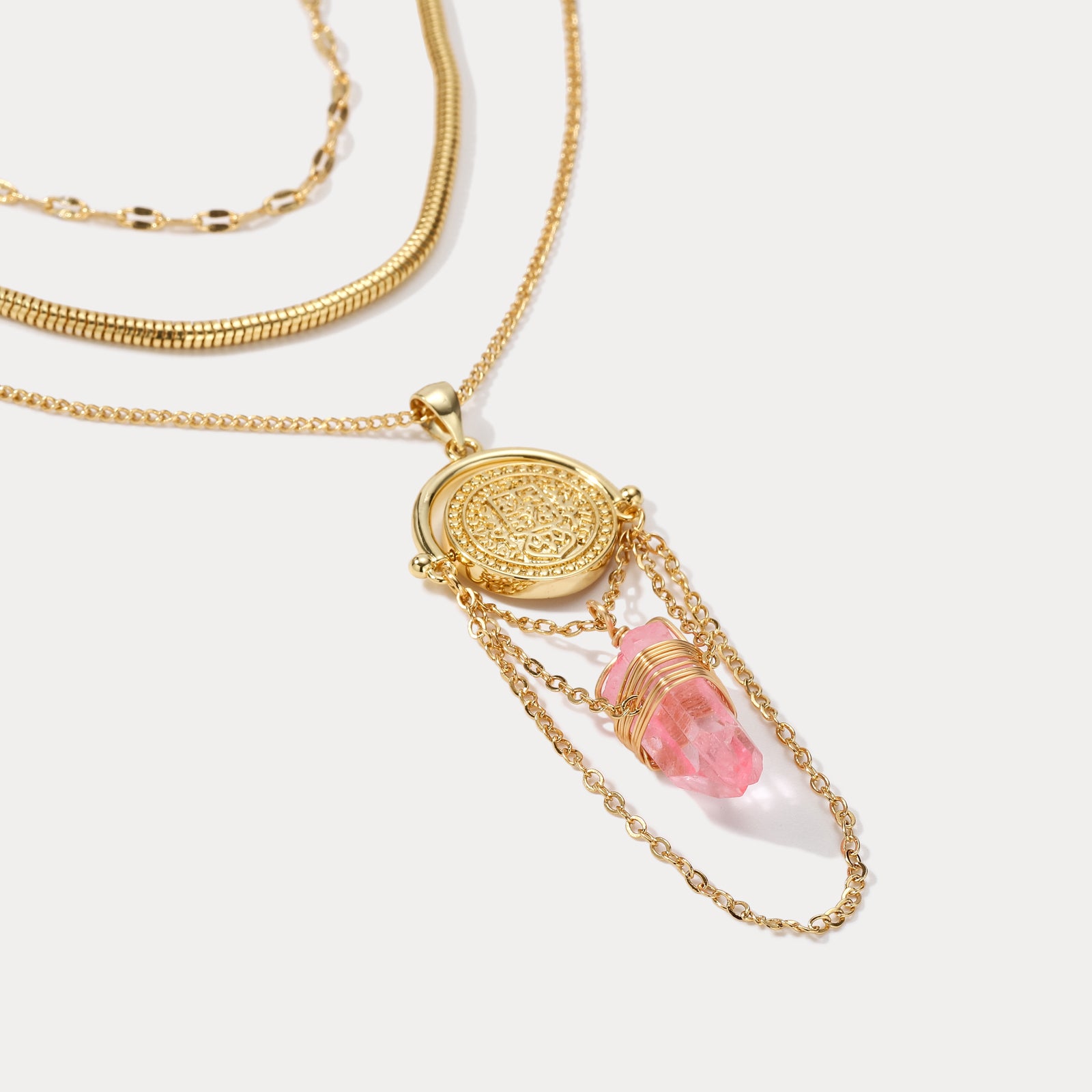 Gemstone Layered Pendant Necklace