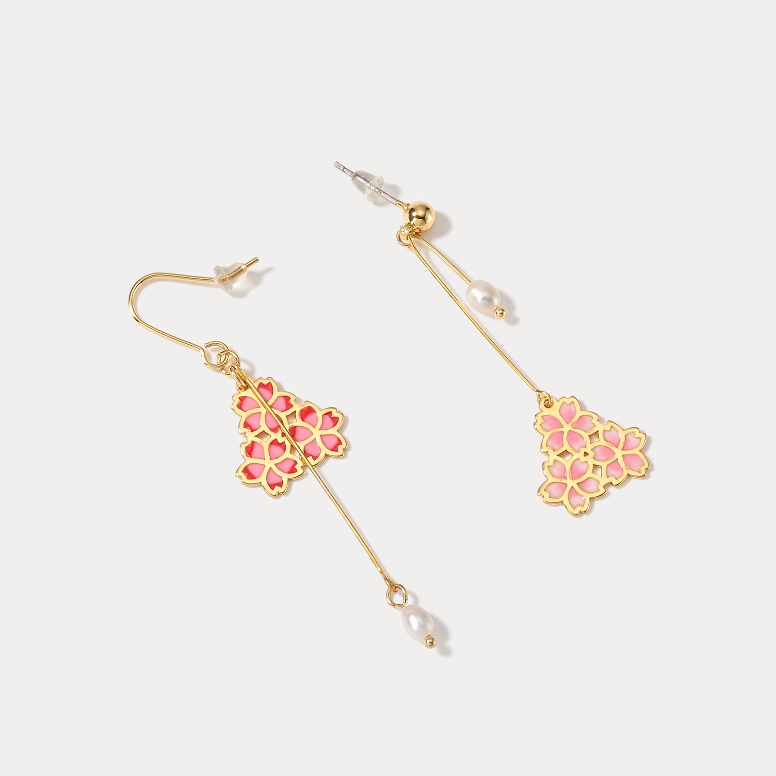 sakura asymmetric nature earrings