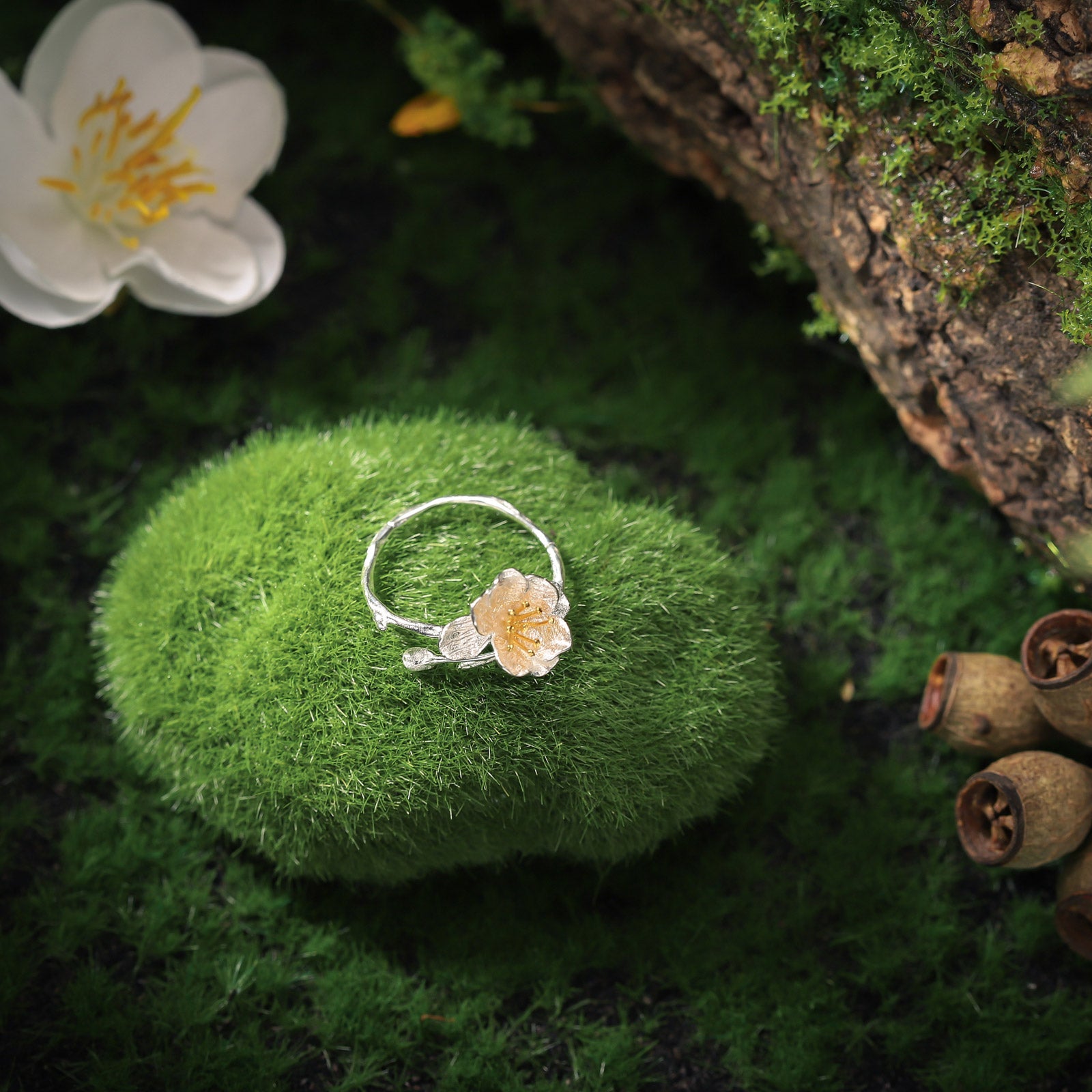 Begonia Silver Ring Nature Jewelry
