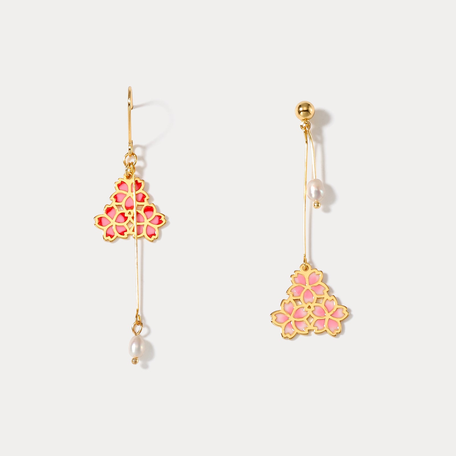 Selenichast sakura asymmetric earrings