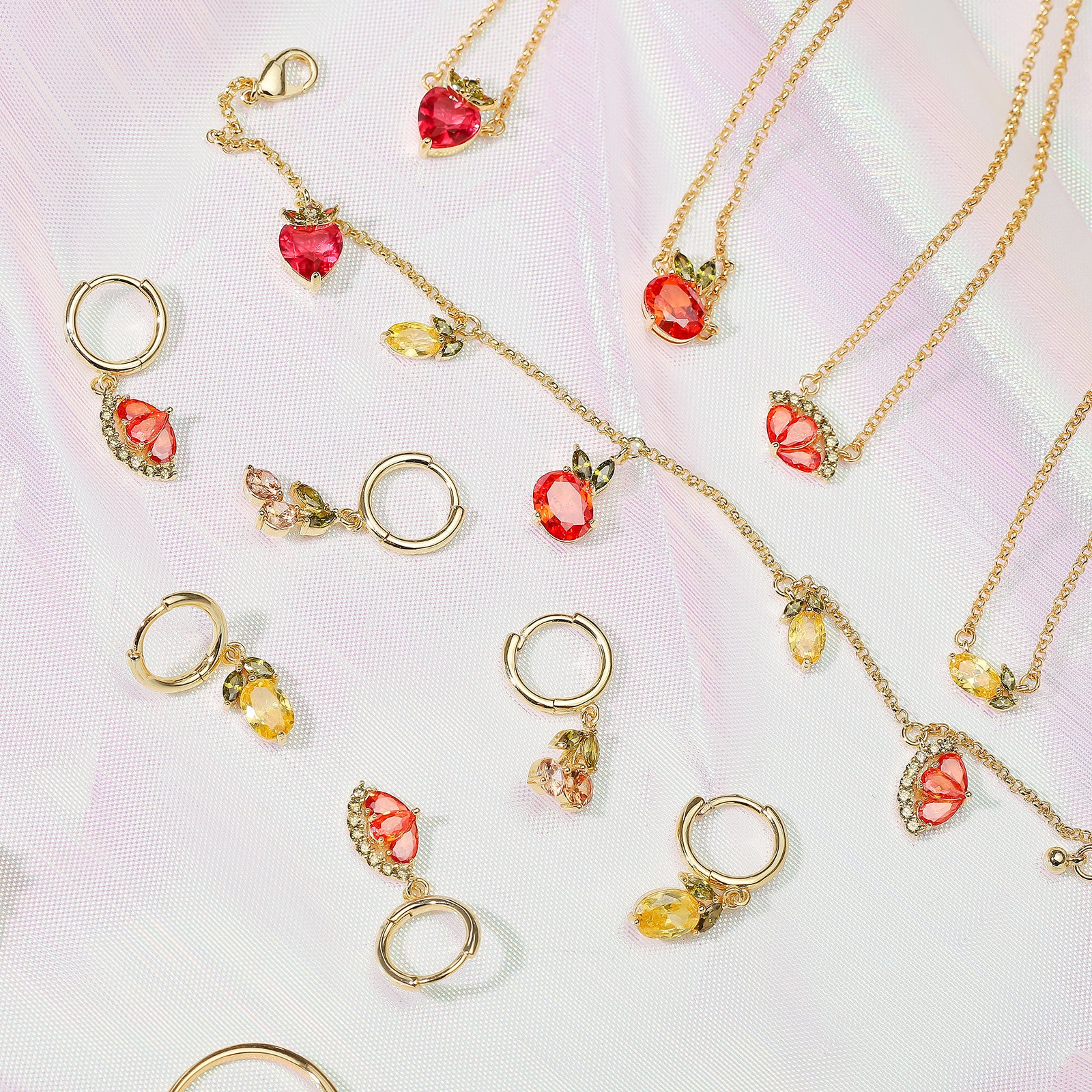 Cherry Hoop Earrings Jewelry Set