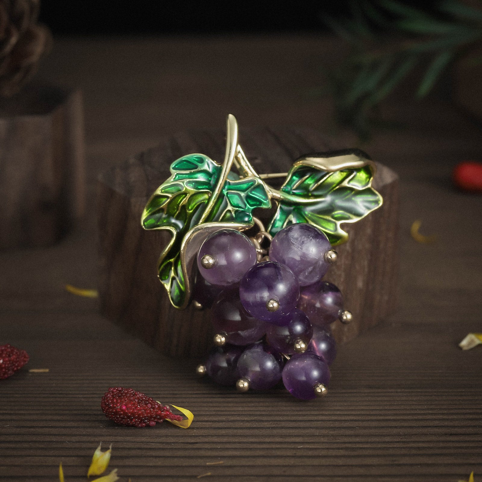 Purple Grape Berry Brooch