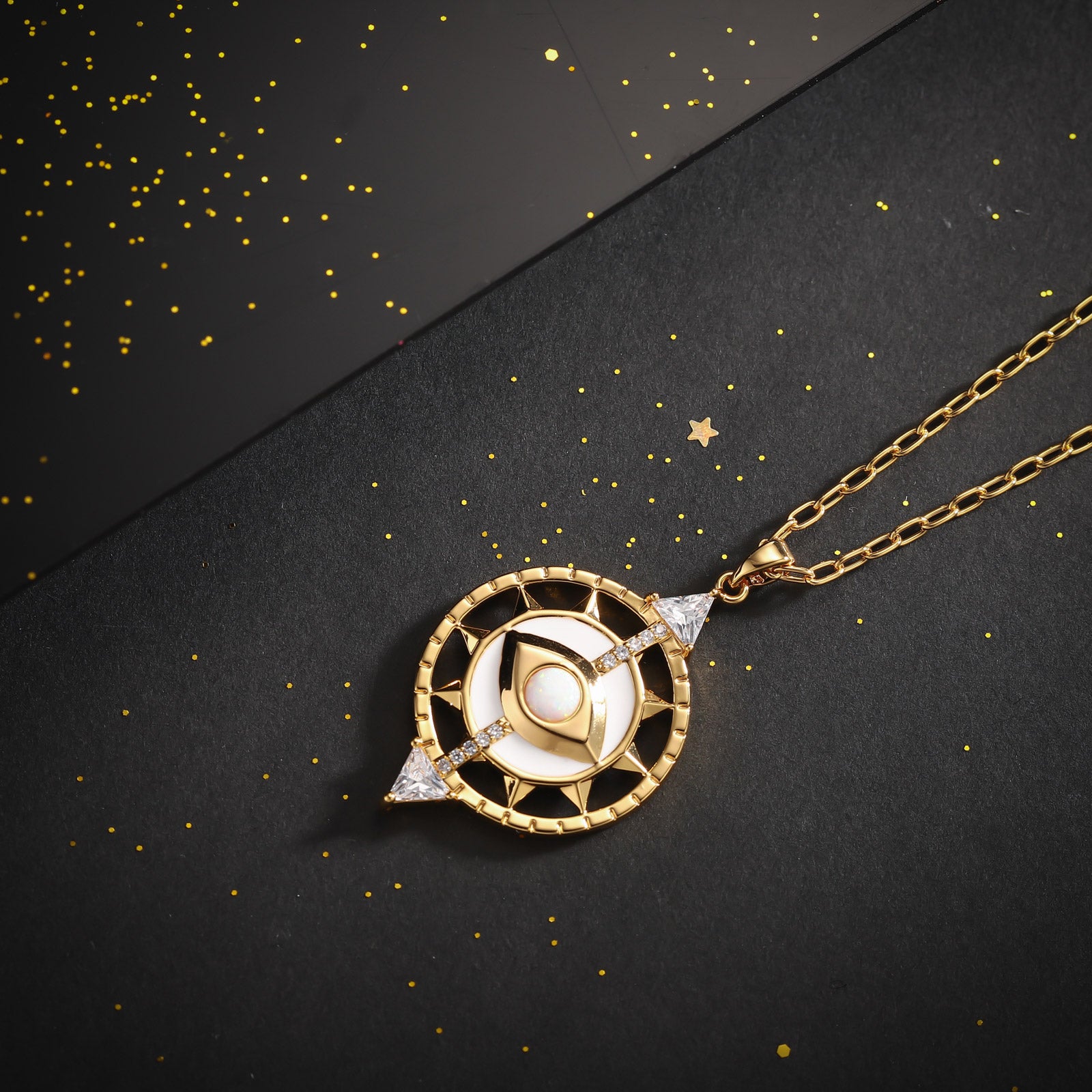 Cosmic Evil Eye 18k Gold Chain Necklace