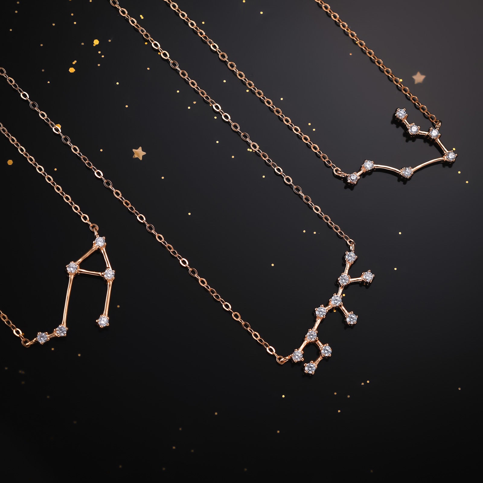 Rose Gold Constellation Star Necklace Set