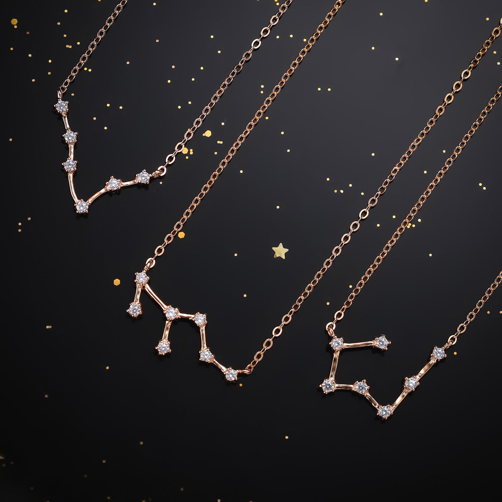 Rose Gold Constellation Dainty Necklace Set