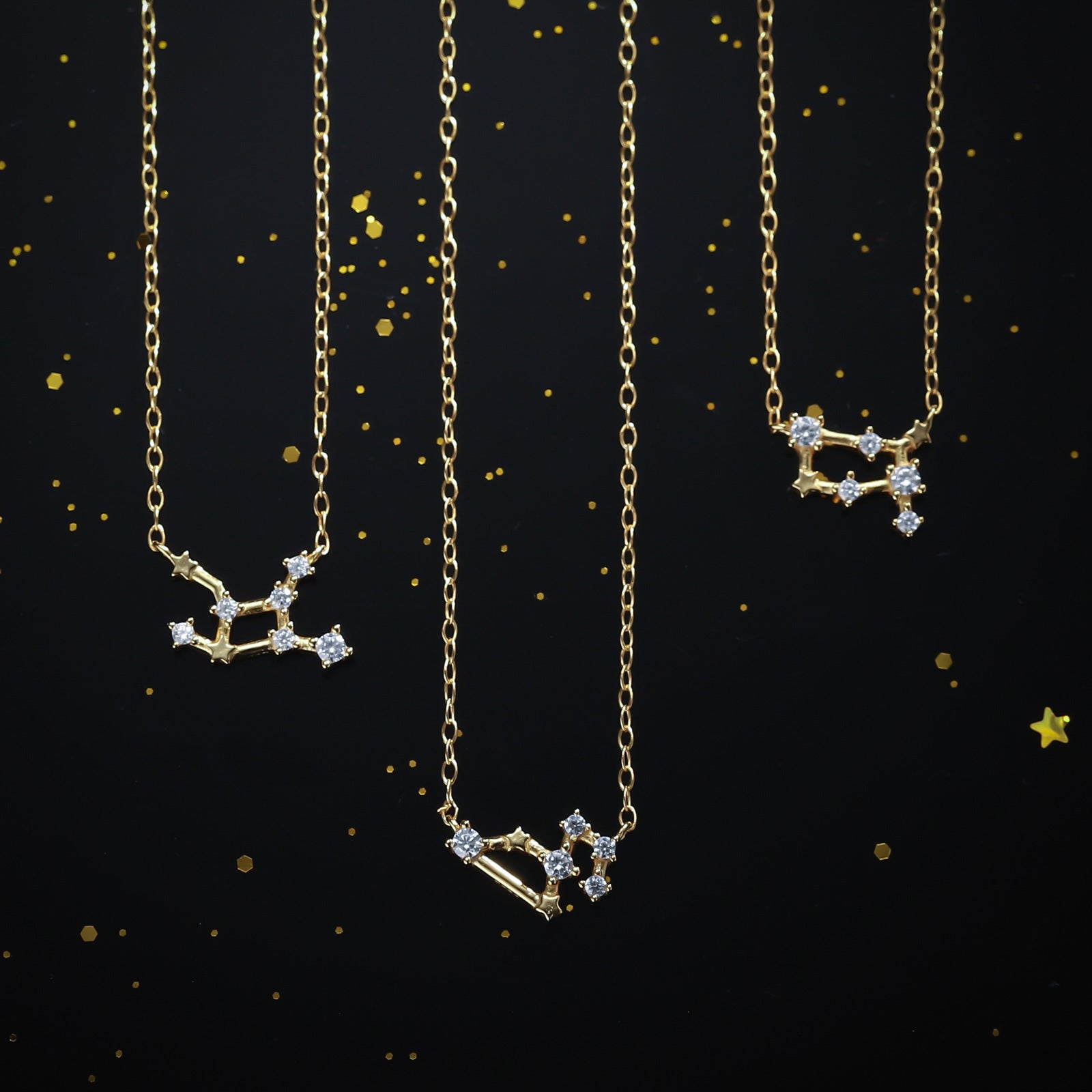 Gold Gemini Constellation Necklace Set