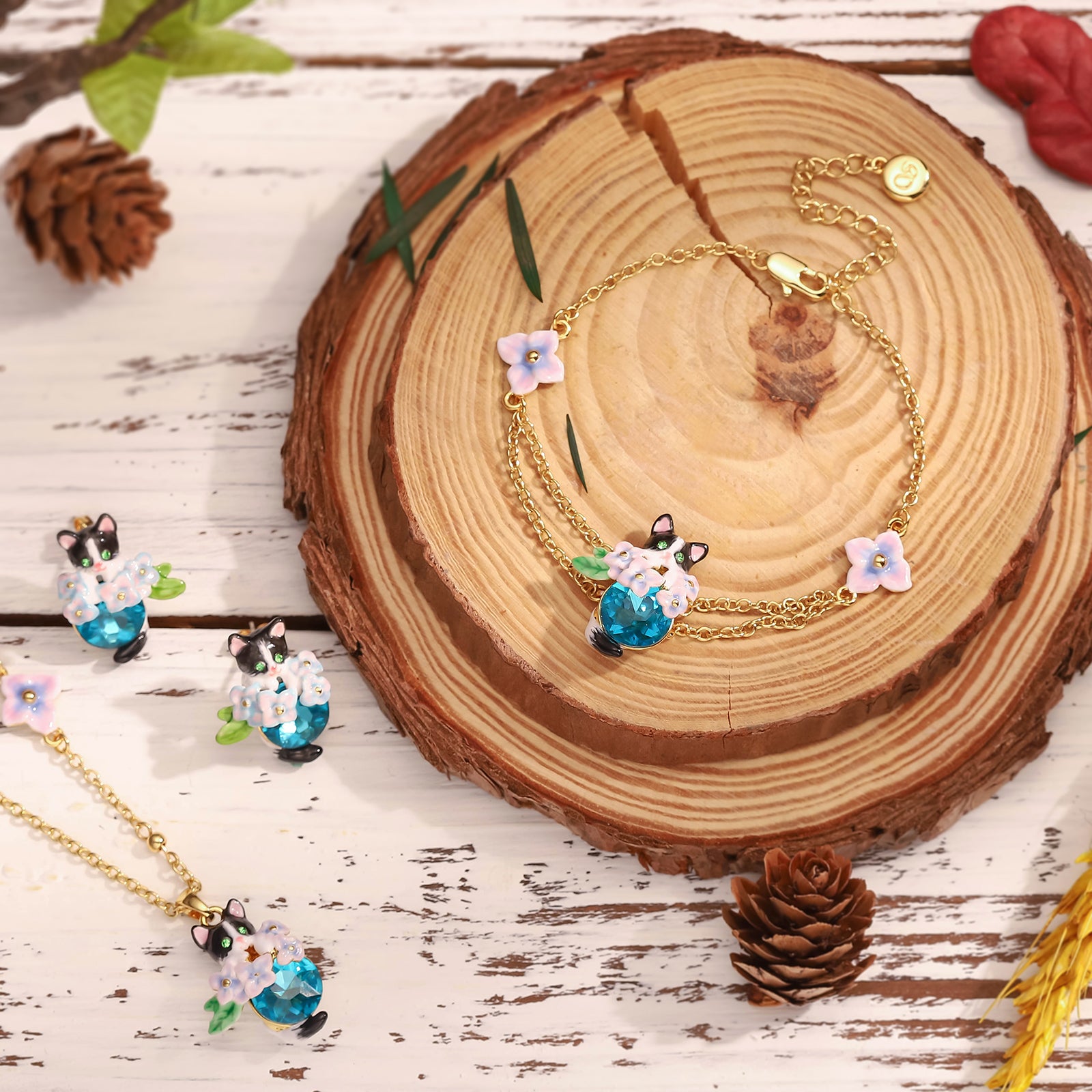 Kitten Sapphire Bloom Jewelry Set