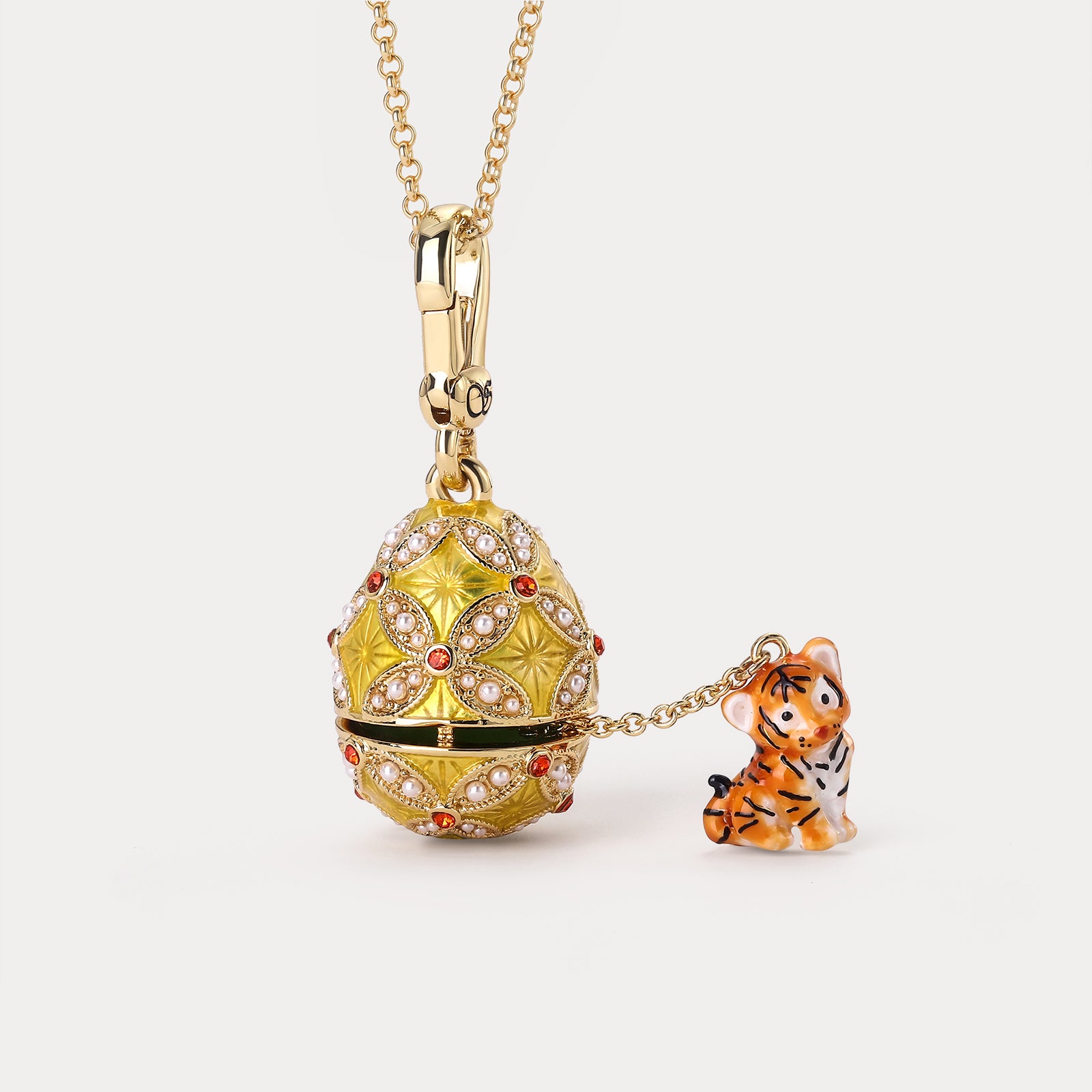 Tiger Egg Locket Necklace