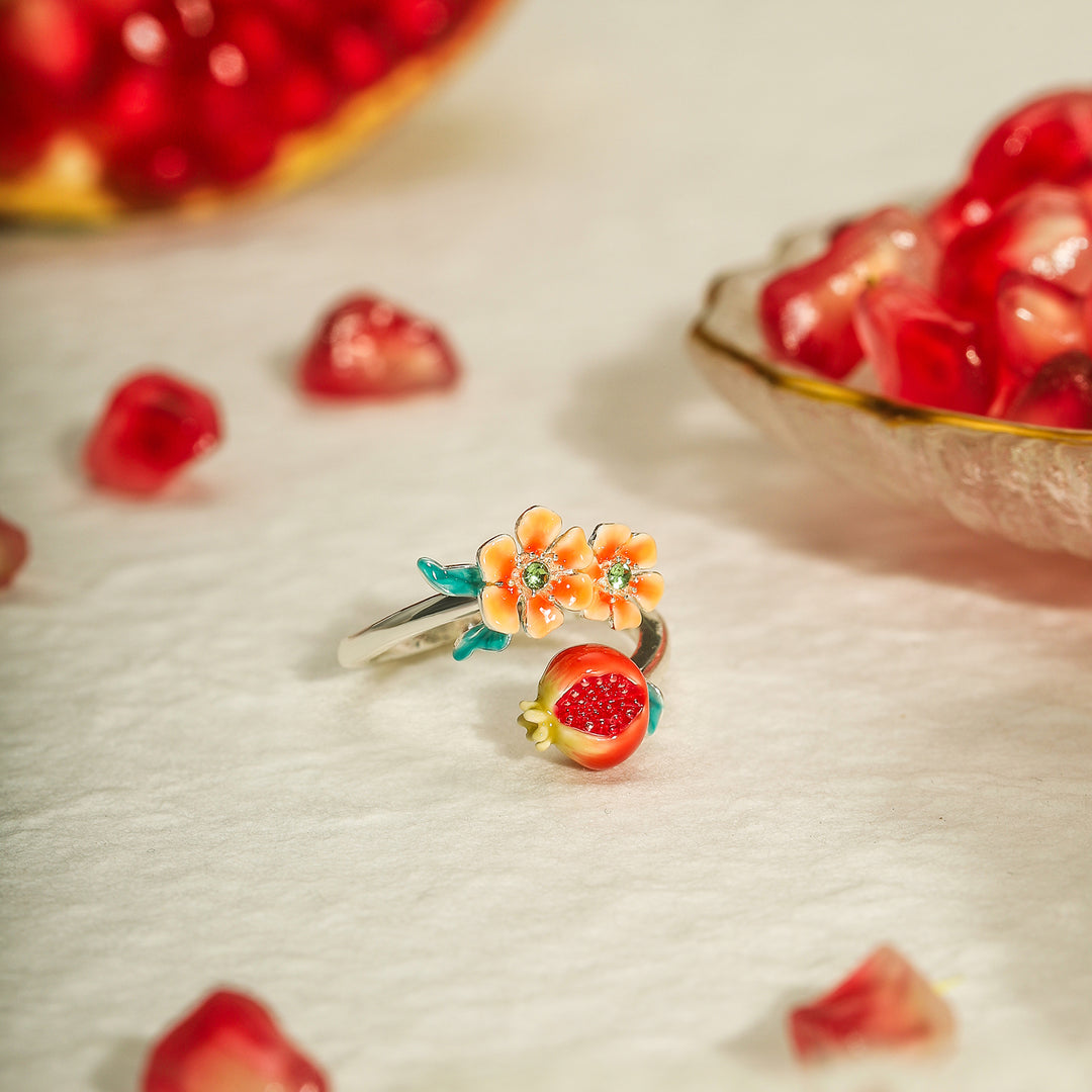 Sliver Pomegranate Flower Ring