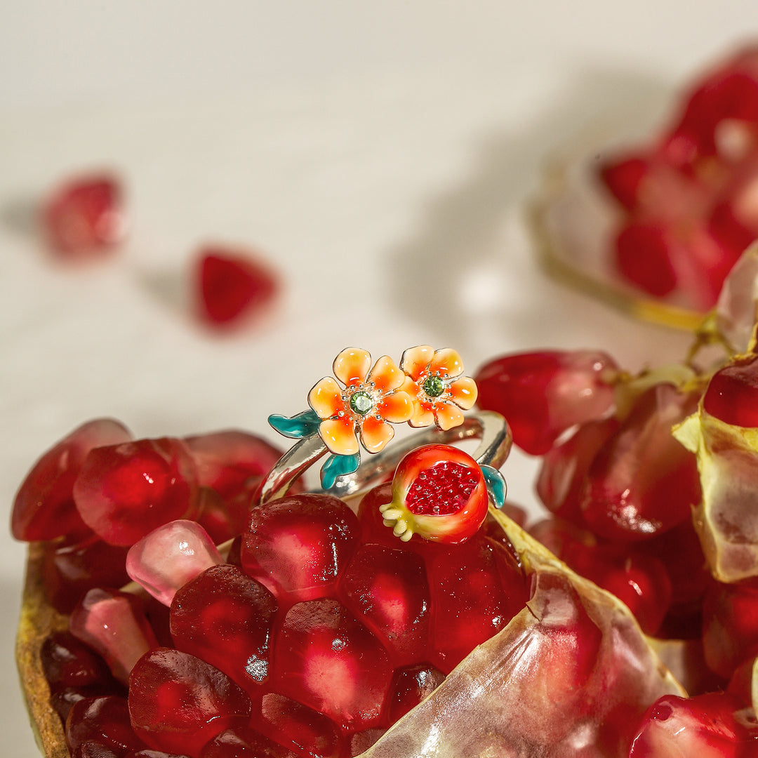 Sliver Pomegranate Flower Ring