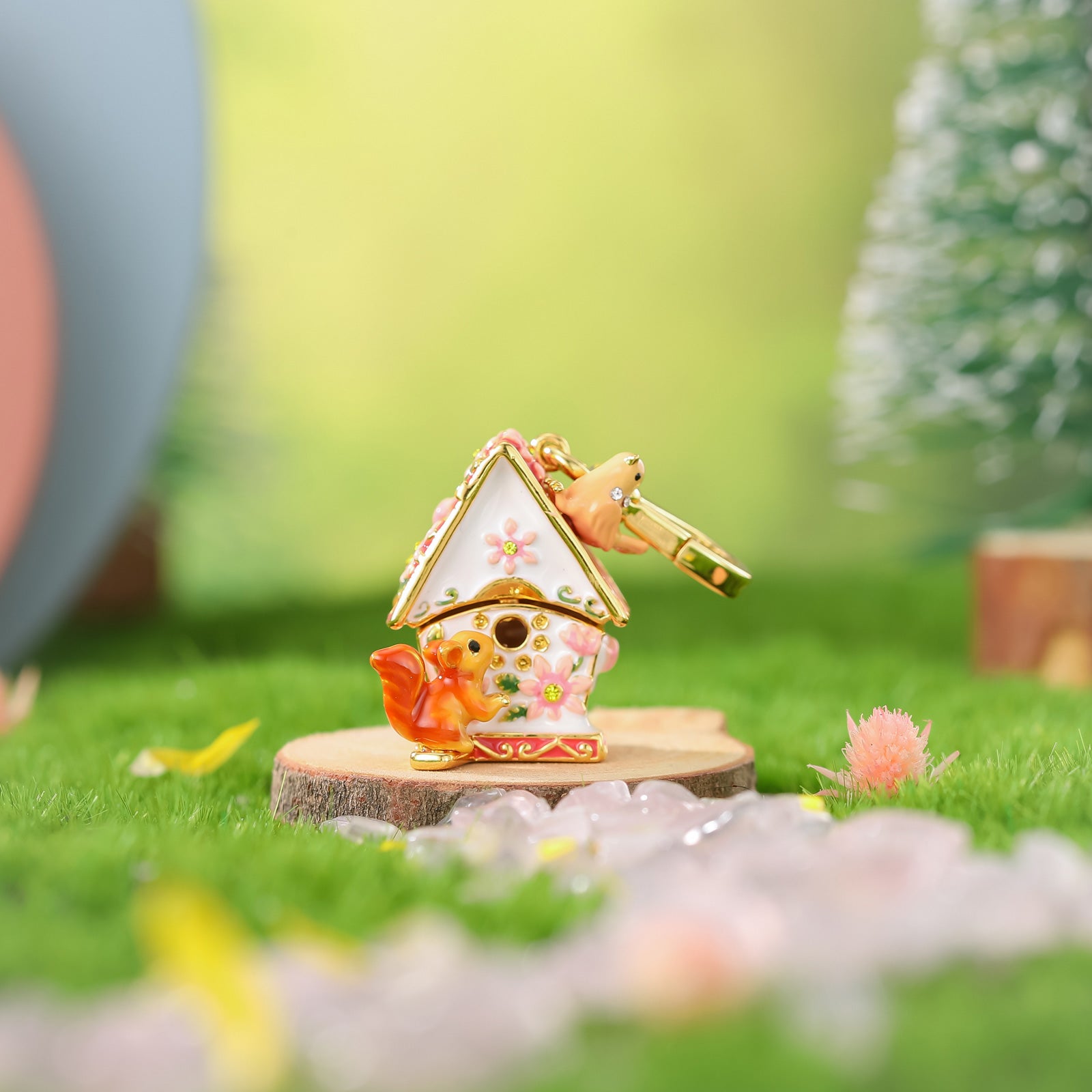 Squirrel Flower Hut Necklace