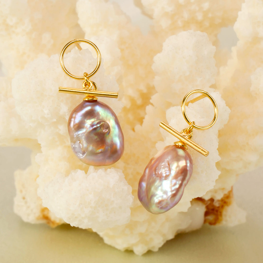 Iridescent Baroque Pearls Earrings