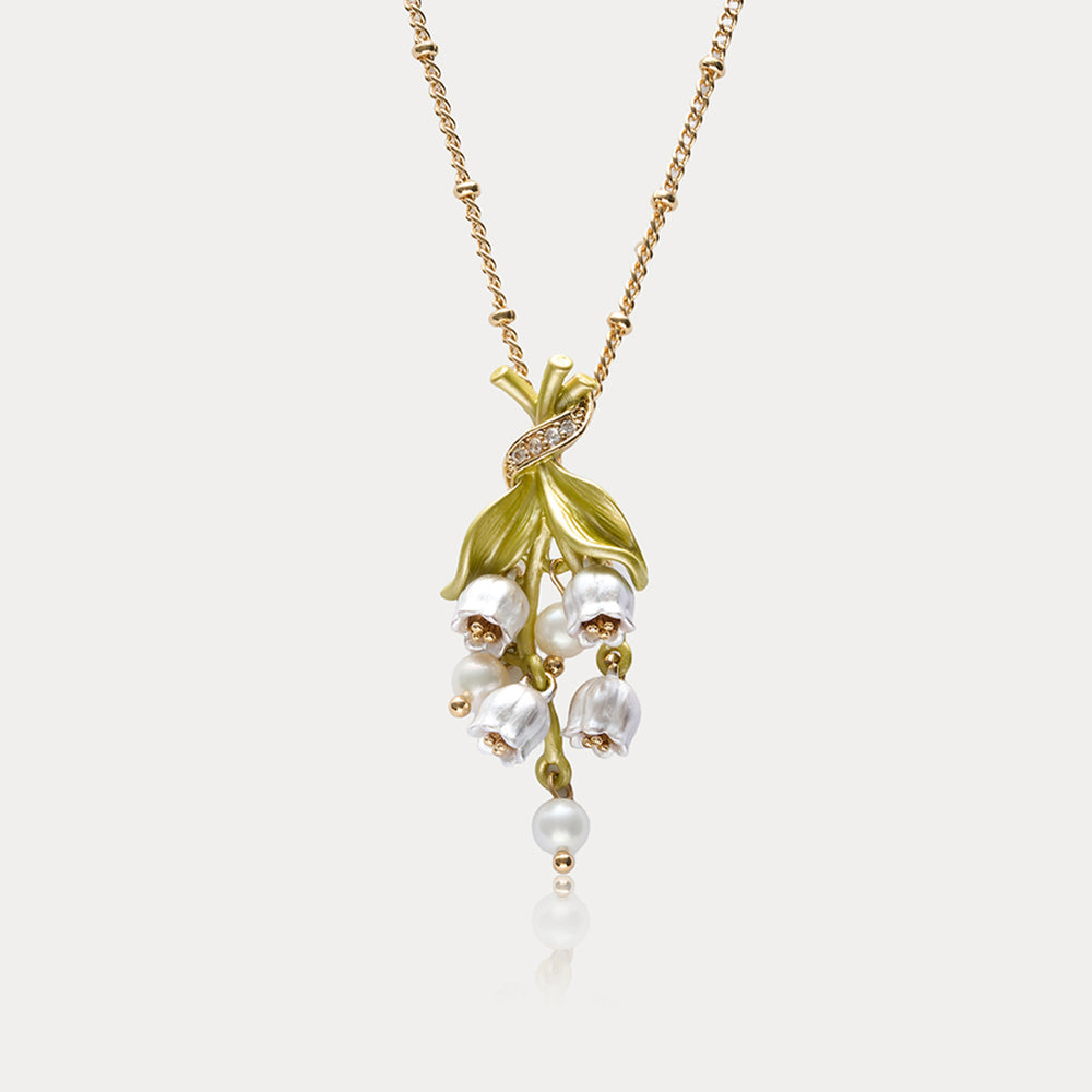 Lily of the Valley Necklace May Birth Flower Necklace Selenichast