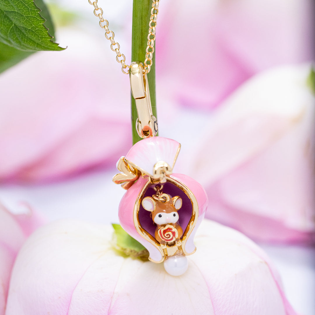Rose Mouse Locket Necklace