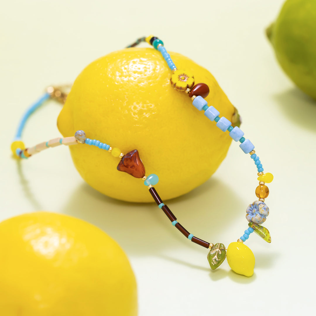 Colorful Lemon Beaded Necklace