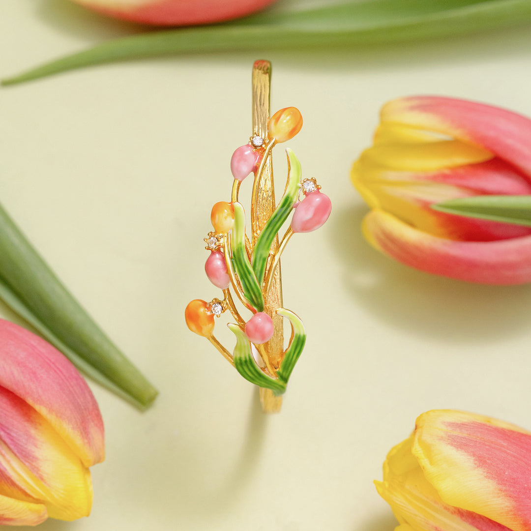Enamel Tulip Cuff Bracelet