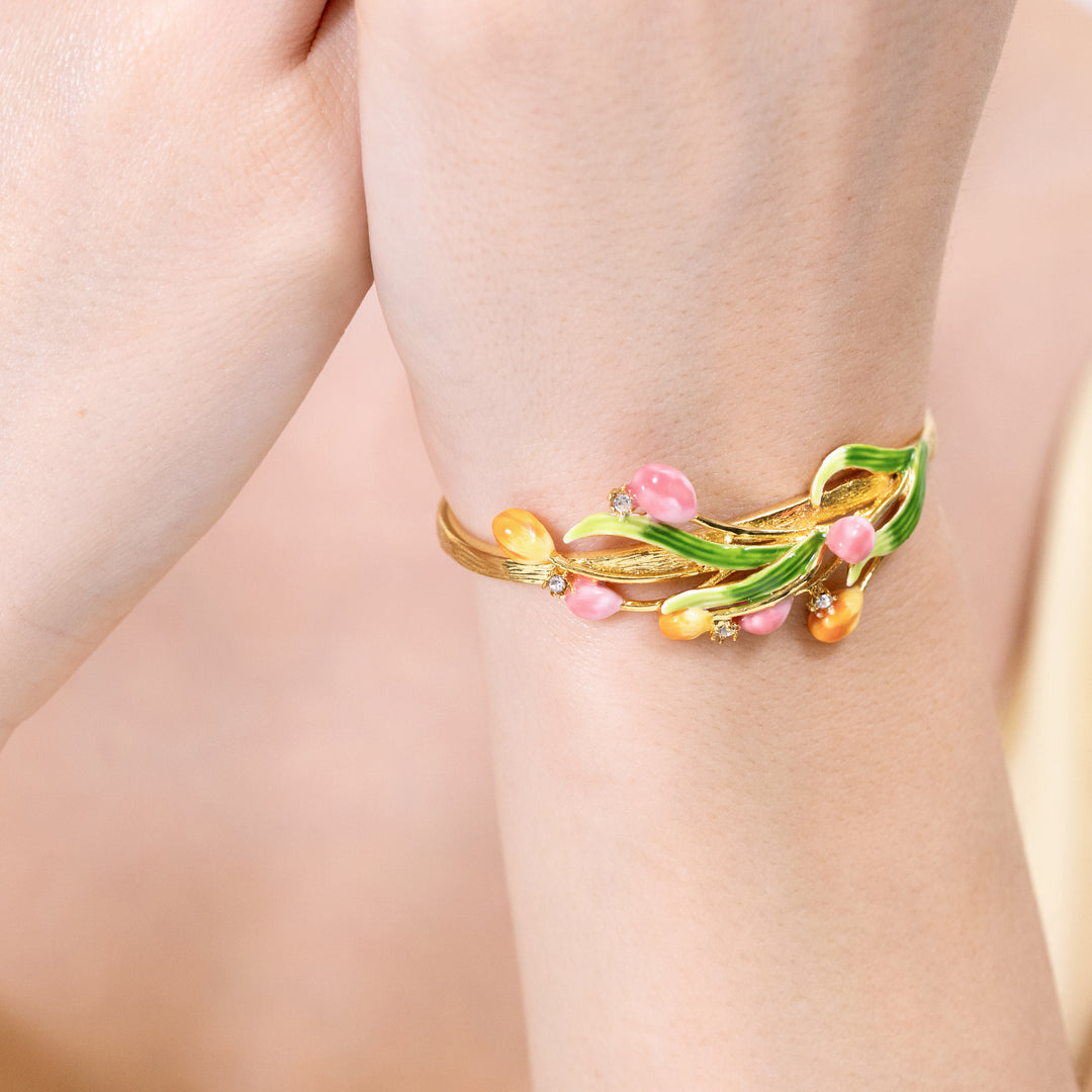 Enamel Tulip Cuff Bracelet