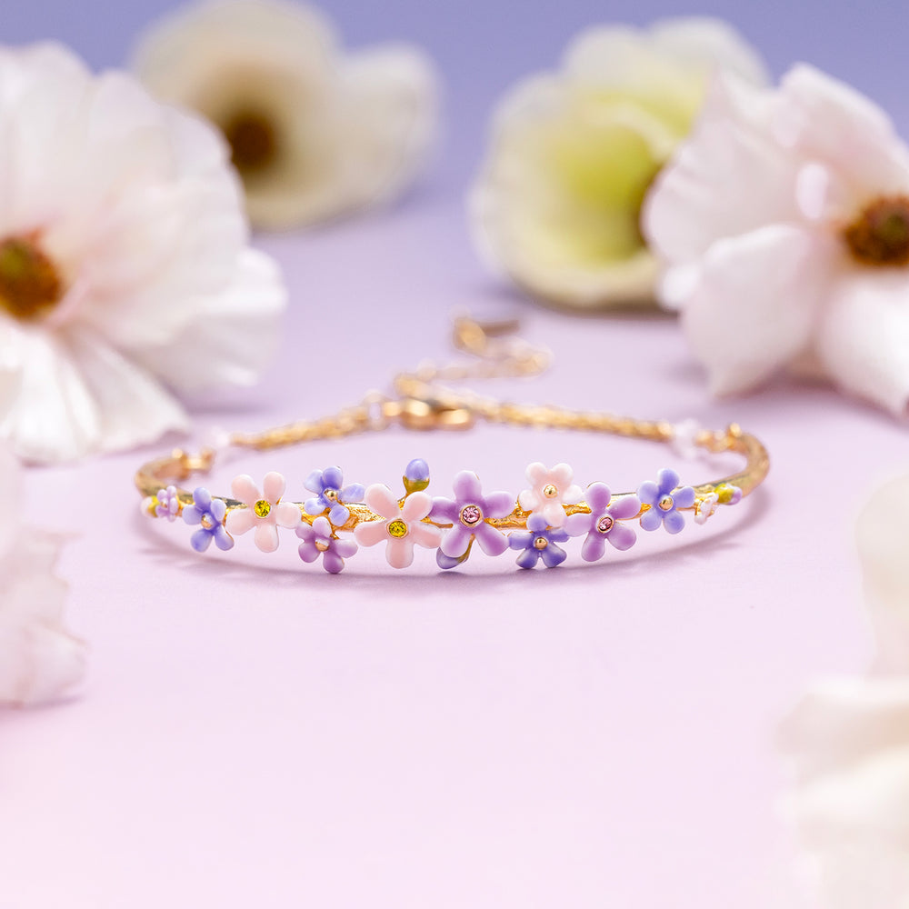 Selenichast Forget-Me-Not Flowers Bracelet Gold Bracelet