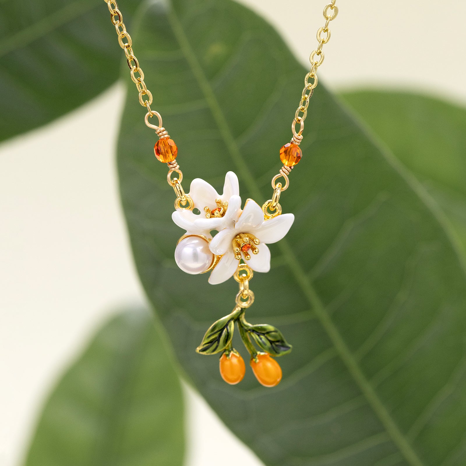 Selenichast Orange Blossom Necklace Flower Jewelry