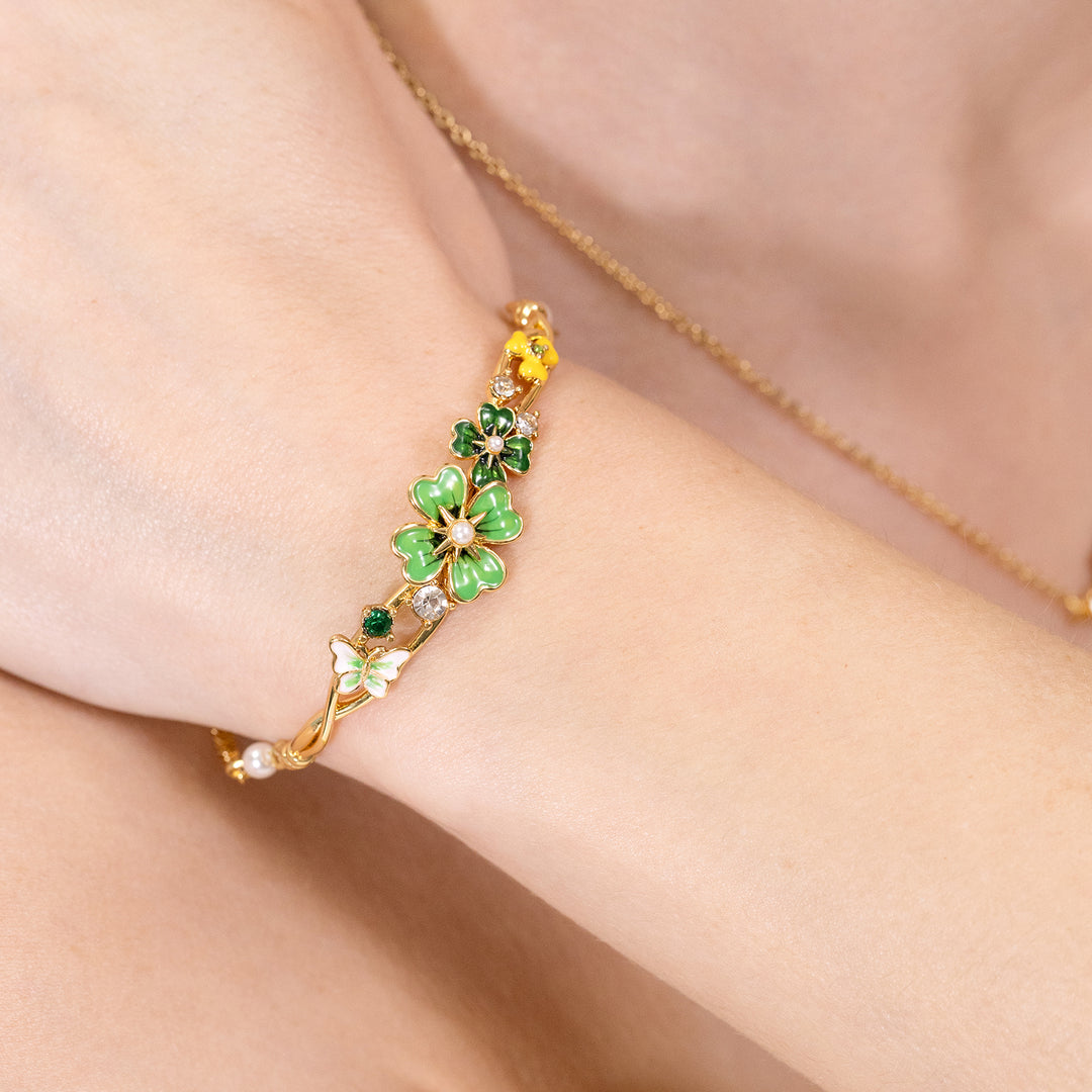 Four Leaf Clover Enamel Bracelet