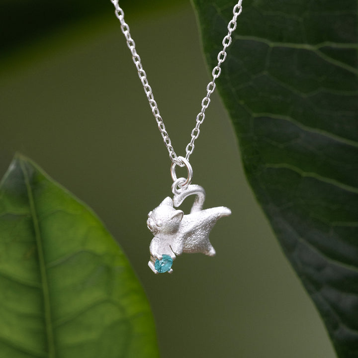 Selenichast Silver Cat Necklace Cat Jewelry Silver Jewelry