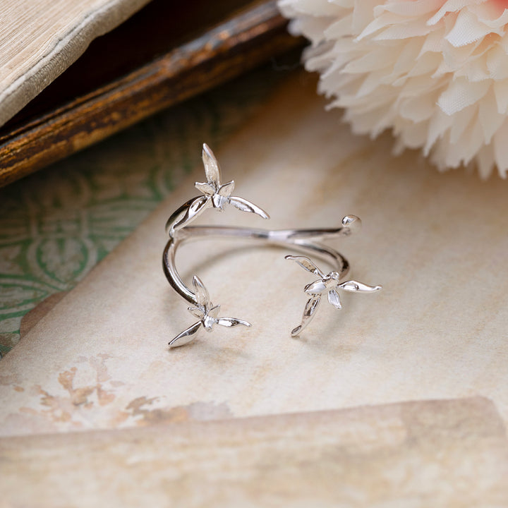 Silver Orchid Ring Statement Ring Bypass Ring Selenichast 