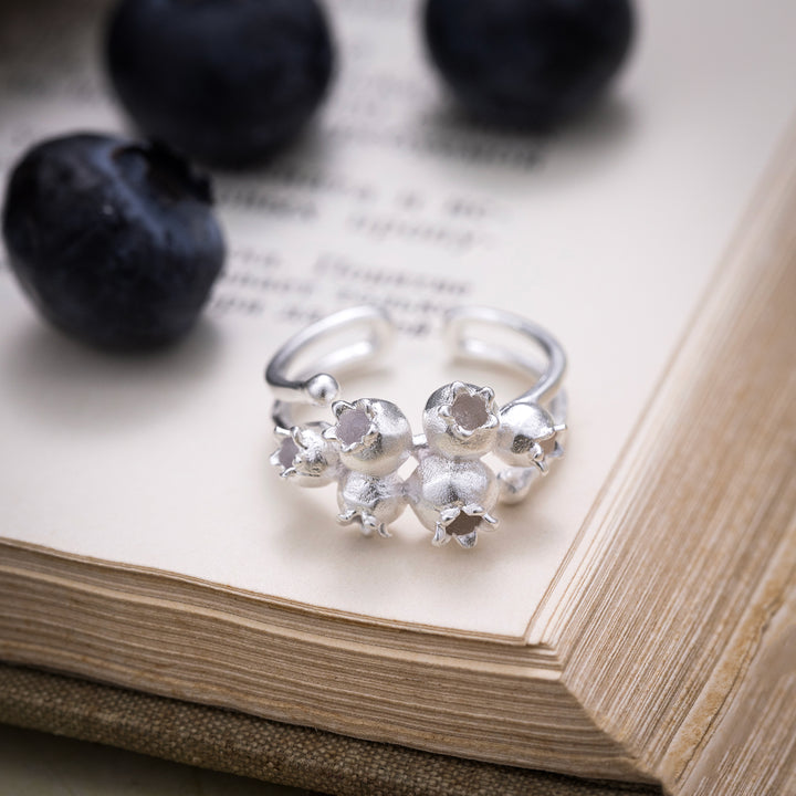 Selenichast Silver Blueberry Ring Fruit Jewelry