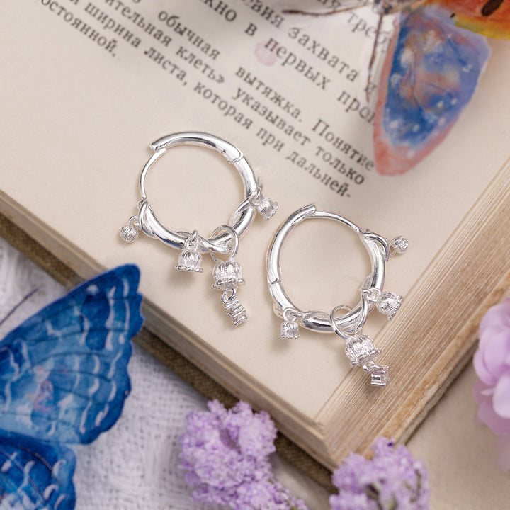 Selenichast Gold Lily of the Valley Huggie Earrings Silver Earrings