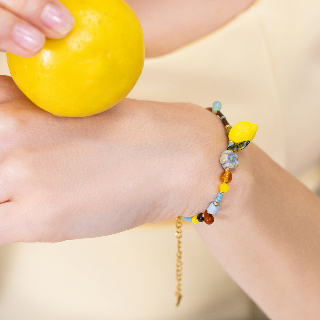 Lemon Beaded Bracelet Summer Jewelry 