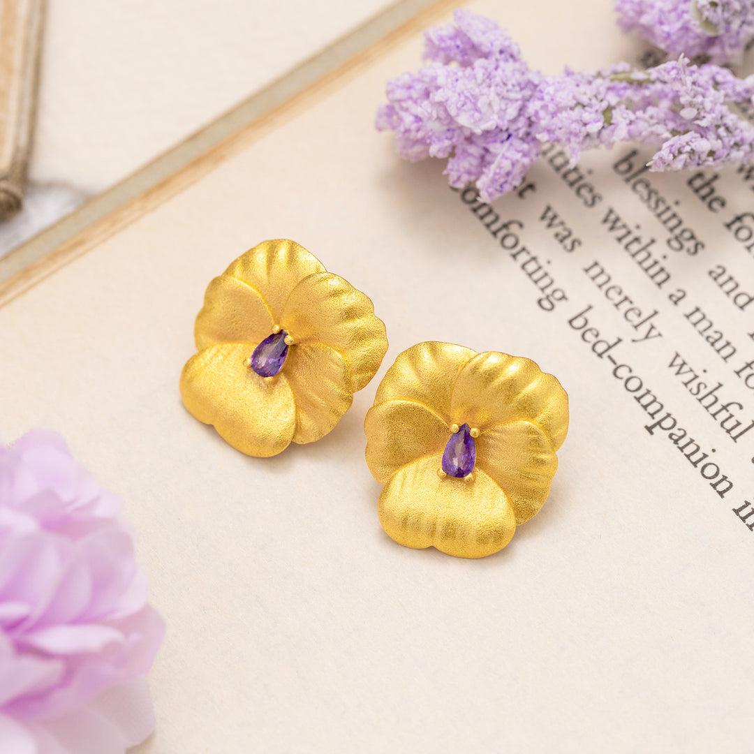 Selenichast Pansy Earrings Gold Earrings