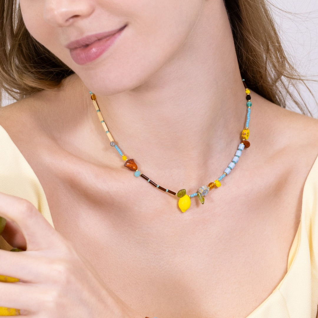 Lemon Beaded Necklace Cute Jewelry Summer Jewelry