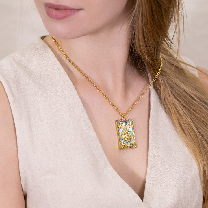 Collier de cartes de tarot de Roue de Fortune