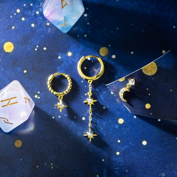 Selenichast Moon Star Drop Earrings Set Star Jewelry
