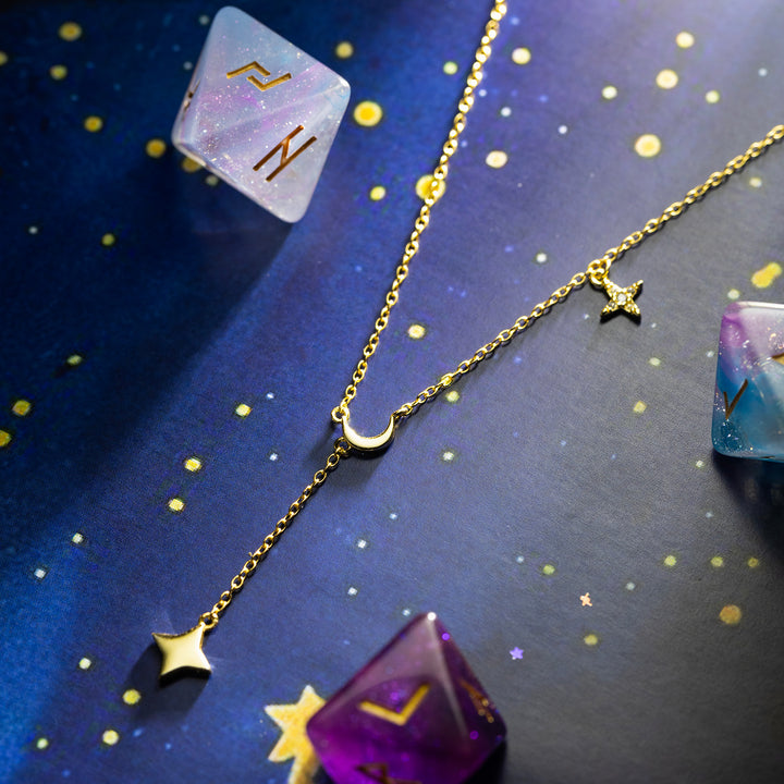 Selenichast Moon Star Lariat Necklace Moon Jewelry